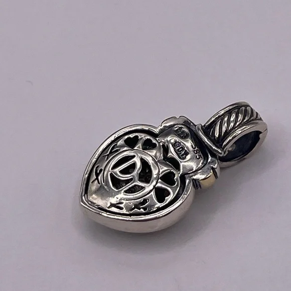 David Yurman 18k Yellow Gold Sterling Silver Heart Pendant - Picture 8 of 12